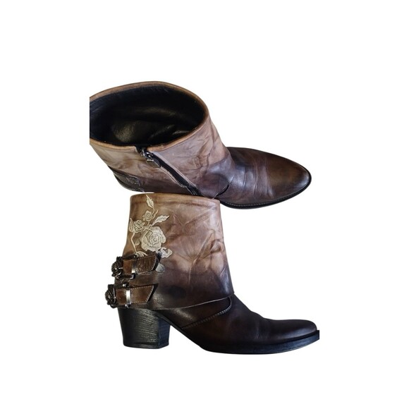 Mark Nason Rock Lives Western Embroidery Roses Distressed Leather Ankle Boot 9 - Picture 3 of 14